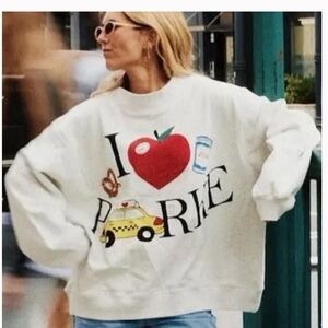 Parke “I Love New York” Graphic Sweatshirt Oversized Crewneck L XL Ivory